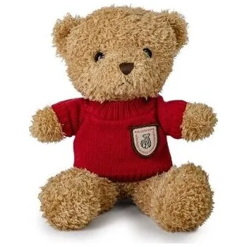 plyšák Miś brązowy 22cm w sweterku czerwony