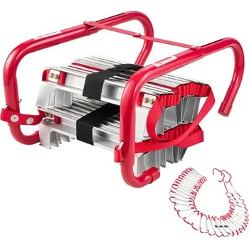 Žebřík Požární žebřík , 5-6patrový, 15,24 m zatahovací, lehký bezpečnostní únikový žebřík z hliníkové slitiny s pevným polyesterovým popruhem, protiskluzový a široký, maximální zatížení 453 kg