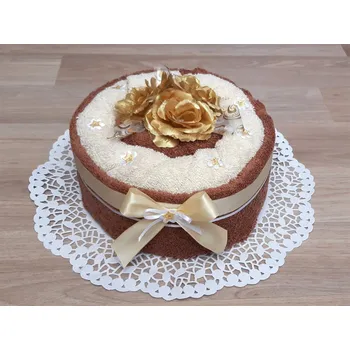 Sada ručníků a osušek Textilní dort z ručníků Saša hnědá