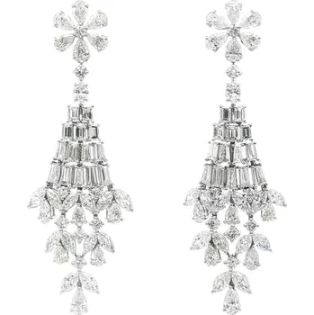 Náušnice Visací náušnice z bílého zlata s diamanty