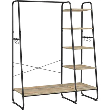 Věšák Stojan na oblečení s botníkem Vasagle Greya tyrkysově hnědý/černý