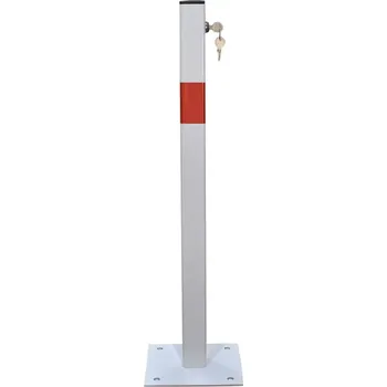 Plotový sloupek Bílý ocelový sklopný parkovací sloupek - 5 x 60 cm, 81011114