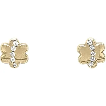 Náušnice Zlaté náušnice květinky se zirkony