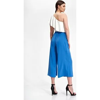 Dámská móda FIGL Dámské kalhoty M860 Modrá Regular Fit XL