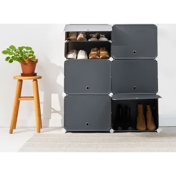 Přenosný modulární botník s věšákem InnovaGoods Šedá Kapacita: 36 párov