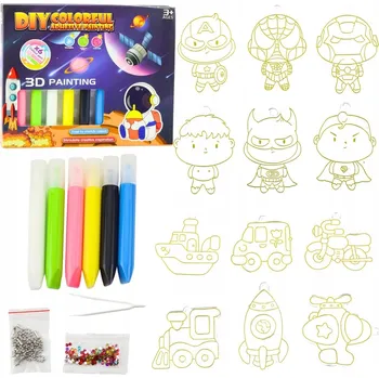 kreativní sada SADA NA MALOVÁNÍ SÁDROVÝCH FIGUREK 3D KOSMOS DIY PŘÍVĚSKY 12 KS