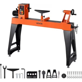 Soustruh Soustruh na dřevo , 1100 W / 1,5 HP, soustruh na dřevo s proměnnou rychlostí 0 až 3200 ot./min, pracovní stůl 406 x 1020 mm, bezkartáčový stejnosměrný motor, litinové tělo, podpěra nástroje, pro střední až velké projekty při zpracování dřeva