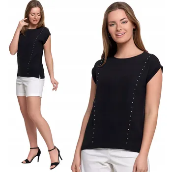 Dámská halenka ELEGANTNÍ DÁMSKÁ HALENKA S DEKORATIVNÍMI KAMÍNKY, MÓDNÍ TRIČKO MORAJ XXL