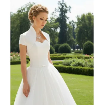 Bolerko Saténové svatební bolerko s vysokým límcem bílé: BF-158 Vybraná velikost: 6XL