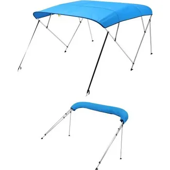 Stříška nad vchodové dveře Stříška se 4 příděmi na lodě, polyesterová stříška 600D s rámem z hliníkové slitiny, vodotěsná a sluneční clona s úložným vakem, 2 podpěrné tyče, 4 popruhy, rozměry 240 cm D x (215-230 cm Š x 136 cm V, tichomořská modrá