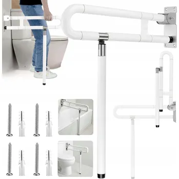 Madlo do koupelny Sklopné madlo pro invalidy s nohou fi 60 x 70 cm bílé