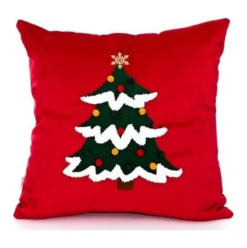 Vánoční polštář | TINGLA | s výšivkou vánočního stromku červený | 45x45 cm | 866192