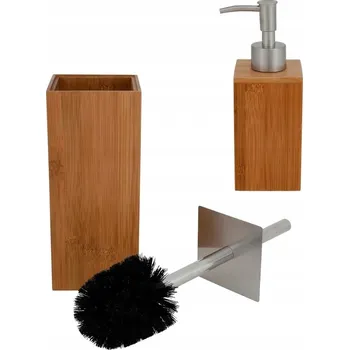 DÁVKOVAČ NA MÝDLO + KARTÁČ NA TOALETU SADA BAMBUS OCEL ELEGANTNÍ