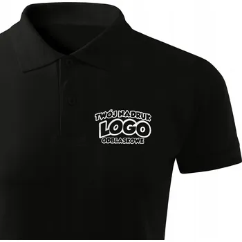 Pánské tričko Pánské bavlněné černé polokošile VLASTNÍ NÁPIS LOGO reflexní vel M