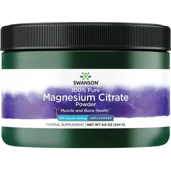 Zdraví Swanson Magnesium Citrate, 100% Pure Powder, Hořčík v prášku, 244 g