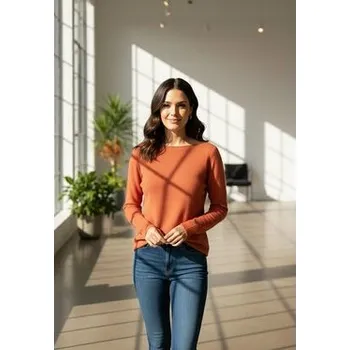 Dámský svetr FIGL Svetr M1256 Oranžová Regular Fit S