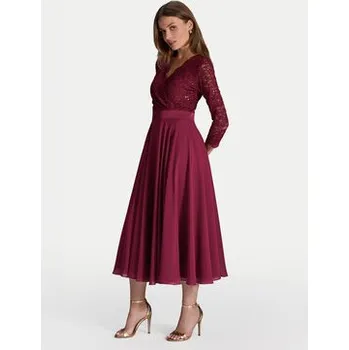 Dámské šaty Swing Koktejlové šaty 5AE29100 Bordó Regular Fit 34