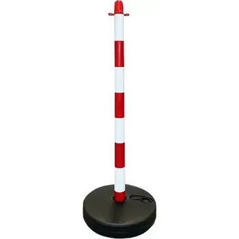Plotový sloupek Bílo-červený plastový vymezovací sloupek SCV - 90 cm