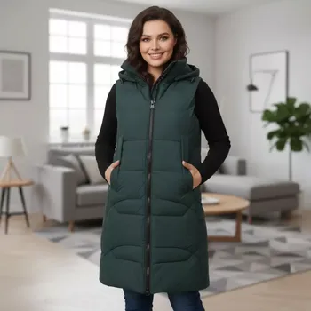 Dámská casual bunda Dámská zimní zelená vesta Temster 981