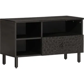 Televizní stolek TV skříňka černá 80 x 33 x 46 cm masivní mangovníkové dřevo - 8720845422547