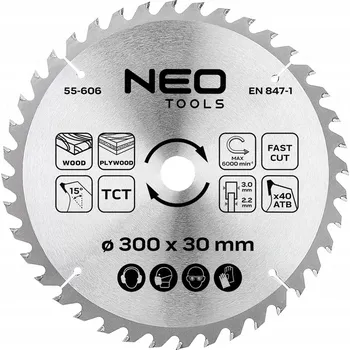 Pilový kotouč Kotouč na pilu, vidiový, 300 x 30 mm, 40 zubů, NEO TOOLS 55-606