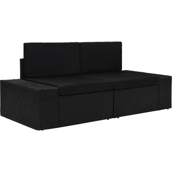 Zahradní pohovka Dílčí pohovka 2místná polyratan černá - 8719883871714