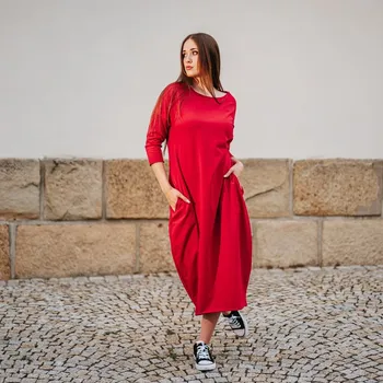 Dámské šaty Šaty Raindrop Long Night Red Velikost: L