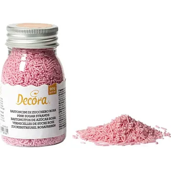 Jedlá dekorace na dort Cukrové zdobení tyčinky růžové 90g - Decora