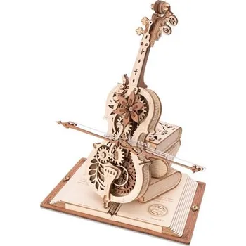 3D puzzle Hračka Robotime dřevěné mechanické puzzle Kouzelné violoncello (elektrický pohon)