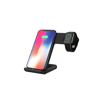 Sdesign Dual Stand, bezdrátová Qi nabíječka pro Apple Watch a iPhone, černá - SMSTAND-BK