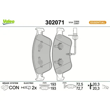 Brzdová destička Sada brzdových destiček, kotoučová brzda VALEO 302071