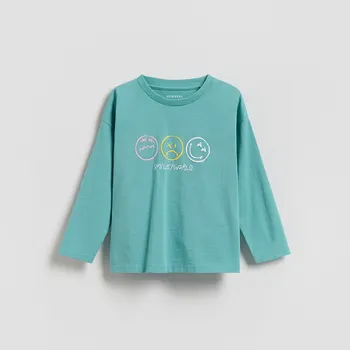 Chlapecké tričko Reserved - SmileyWorld® tričko s dlouhým rukávem - tyrkysová - 053II-66X - 053II-66X-116