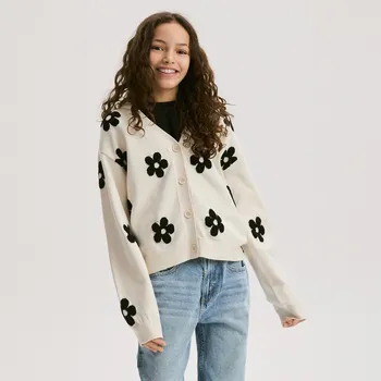 Dívčí svetr Reserved - Vzorovaný viskózový kardigan - vícebarevná - 791IE-MLC - 791IE-MLC-134