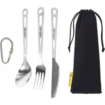 Kempingové nádobí Silverant Titanový příbor s pískovanou rukojetí