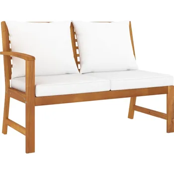 Zahradní lavice Zahradní lavice 114,5 cm s krémovou poduškou masivní akácie - 8720286113554