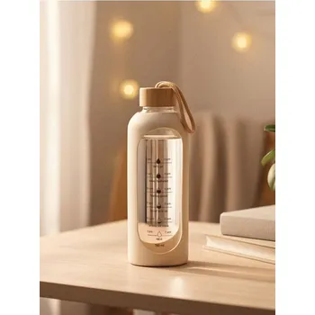 Láhev Sinsay - Skleněná láhev s motivační stupnicí - krémová - 295ES-01X - 295ES-01X-ONE