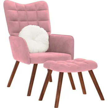 Křeslo Relaxační křeslo se stoličkou růžové samet - 8721158362506