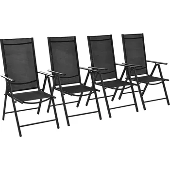 Zahradní sestava Skládací zahradní židle 4 ks hliník a textilen černé - 8718475969815