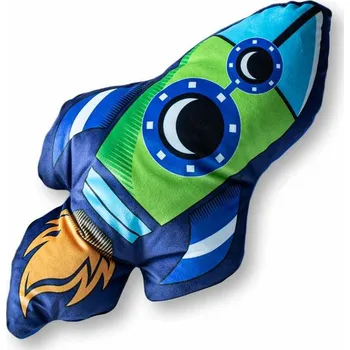 Dekorativní polštářek Dětský Polštářek Dekorační s motivem VESMÍRNÁ RAKETA detex