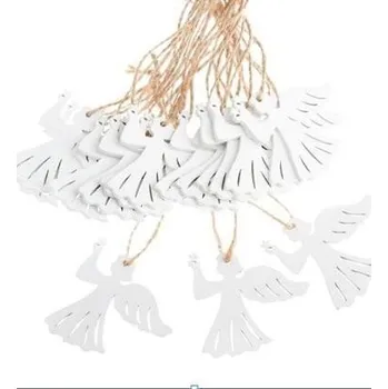 Vánoce Závěsný dřevěný anděl - bílý 18 ks