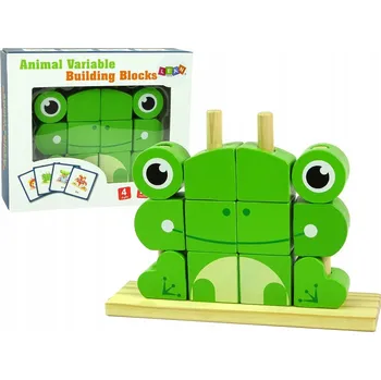 ostatní stavebnice KREATIVNÍ DŘEVĚNÉ STAVEBNICE PUZZLE 3D PROSTOROVÉ SKLÁDANKA ŽABKA HRAČKA