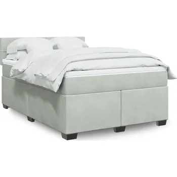 Postel Box spring postel s matrací světle šedá 160x200 cm samet - 8721102735363