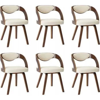 Jídelní židle Sada 6 Jídelních Židlí, Krémová a Tmavě Hnědá, 53x54x77 cm