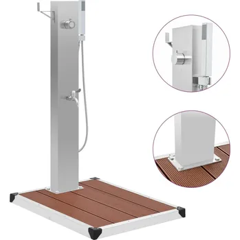 Zahradní sprcha Zahradní sprcha s vaničkou WPC nerezová ocel - 8719883859293