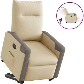 Křeslo Elektrické zvedací polohovací křeslo krémové textil - 8721158644732