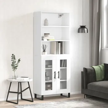 Příborník do zásuvky Skříň highboard bílá 69,5 x 34 x 180 cm kompozitní dřevo - 8720845927080