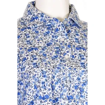 Dámská noční košile Dámská flanelová noční košile Květ - Modrá Velikost: 62