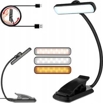 Lampička 3V1 LED LAMPičKA NA ČTENÍ SE SVORKOU STOLNÍ NOČNÍ BEZDRÁTOVÁ USB C