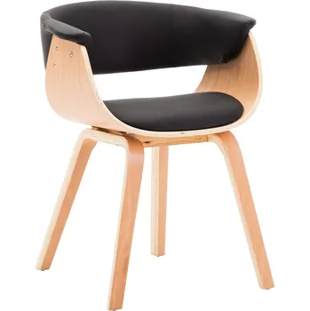 Jídelní židle Jídelní židle černá ohýbané dřevo a umělá kůže - 8719883666389