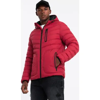 Pánská softshellová bunda Pánská prošívaná sportovní bunda s kontrastním zipem - červená V8 OM-JALP-0179 - S